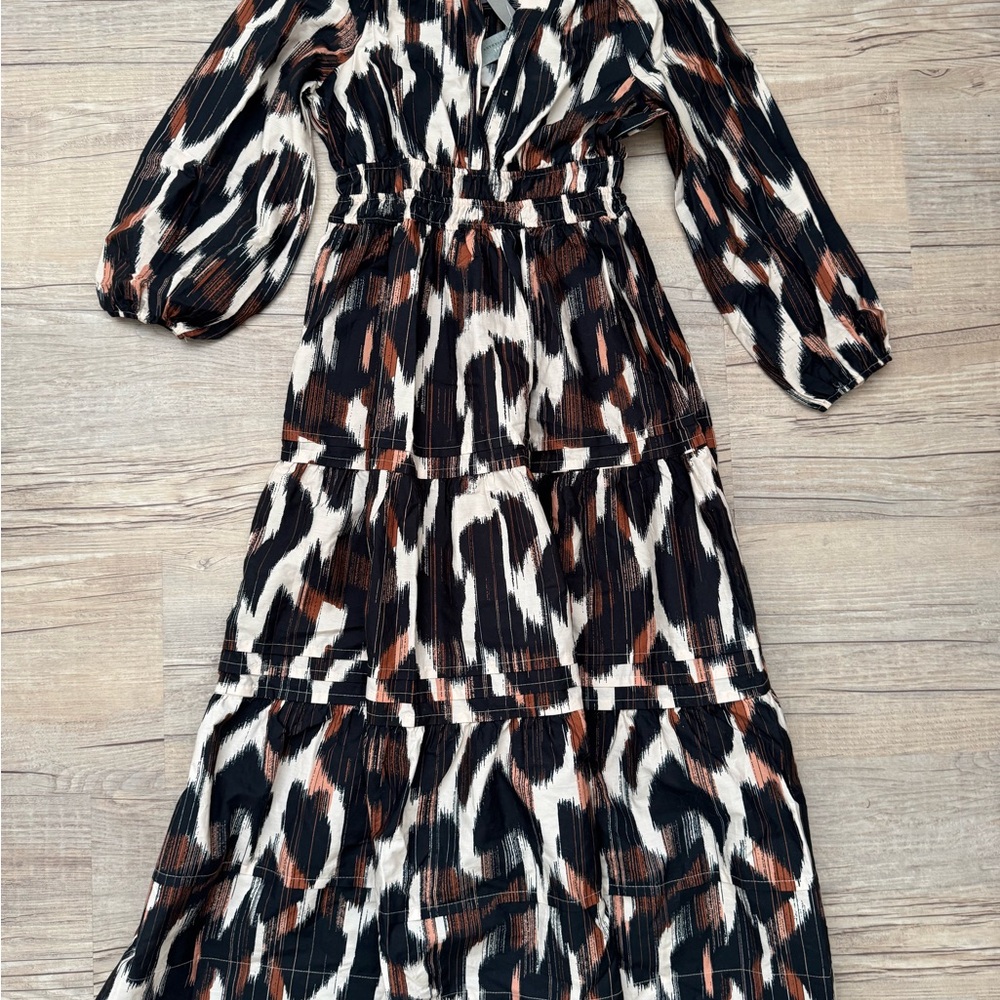 Chic Black and Brown Long Sleeve Dress